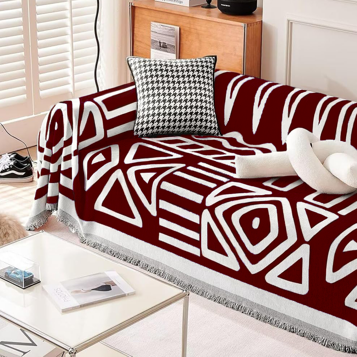 Copridivano con Fantasia Geometrica in Stile Bohémien, per un'Armonia di Colori e Atmosfere Creative