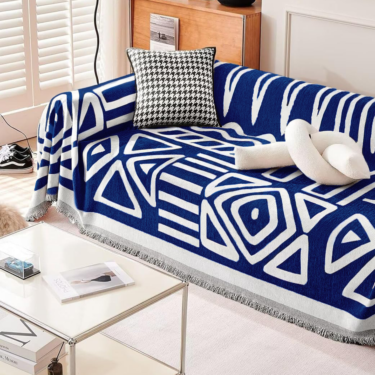 Copridivano con Fantasia Geometrica in Stile Bohémien, per un'Armonia di Colori e Atmosfere Creative