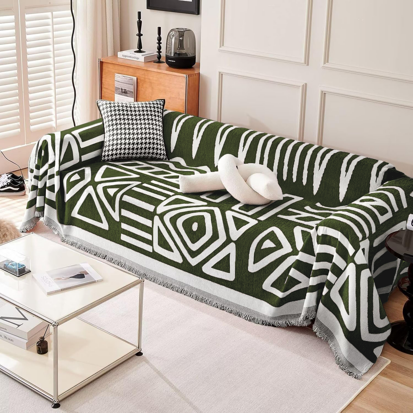 Copridivano con Fantasia Geometrica in Stile Bohémien, per un'Armonia di Colori e Atmosfere Creative