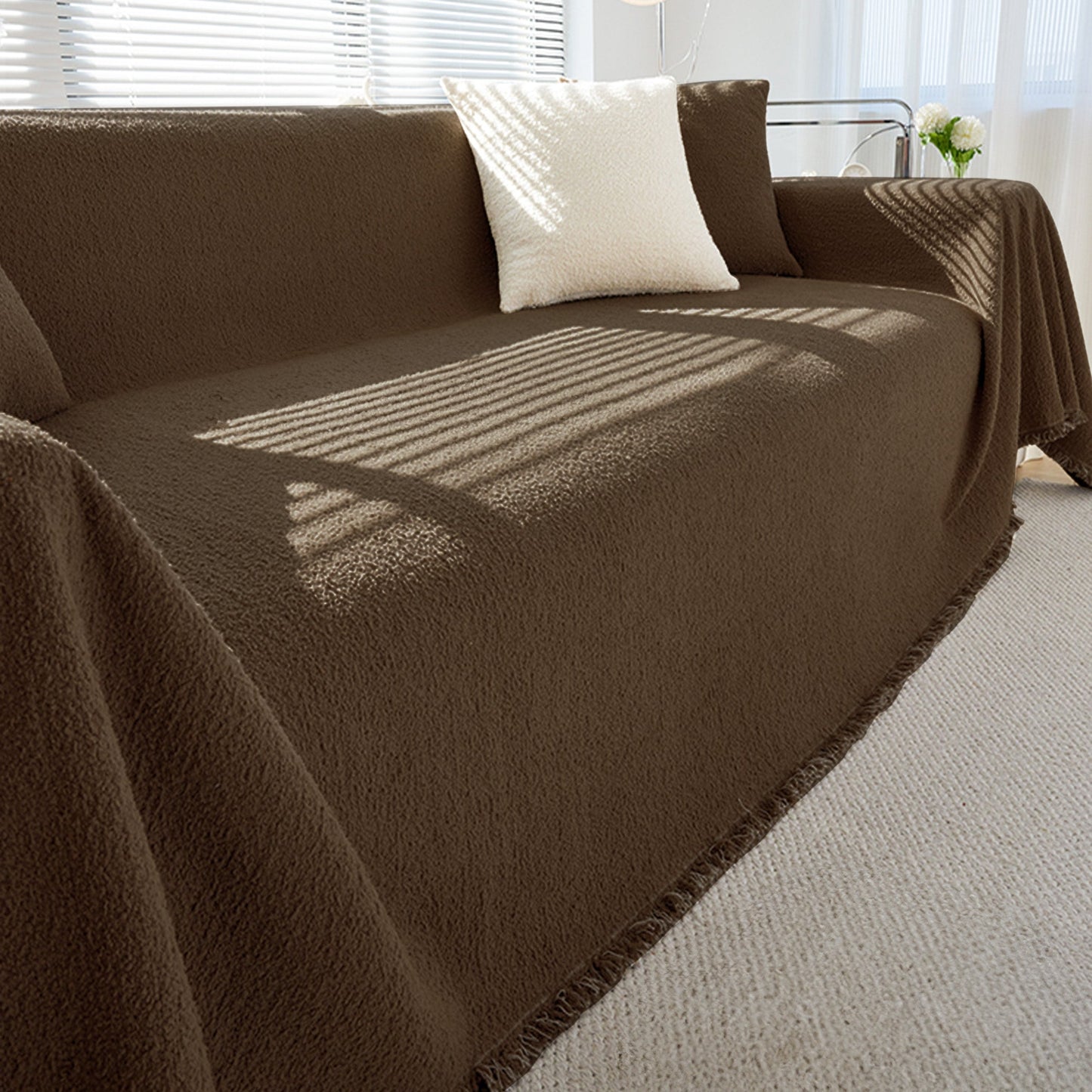 Copridivano Invernale con Effetto Pile, Accogliente e Caldo per Serate di Relax in Casa
