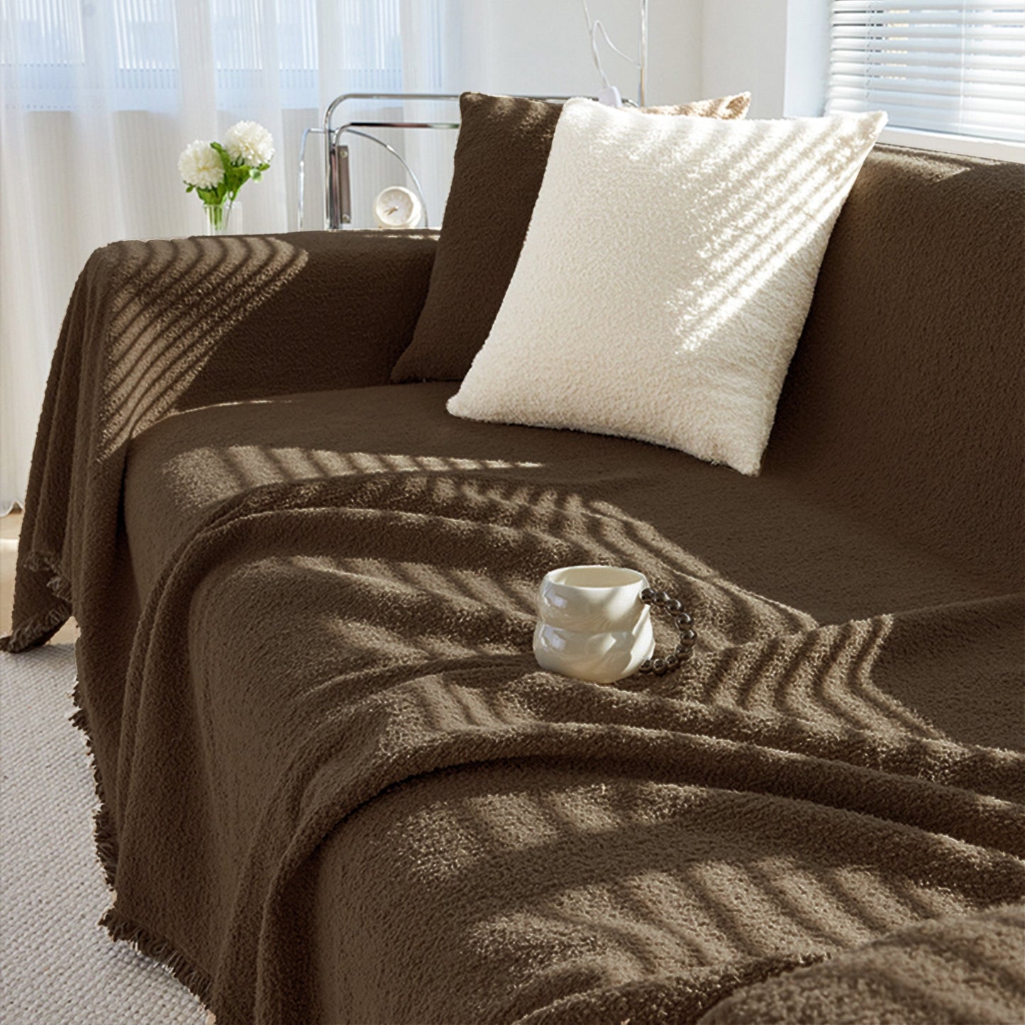 Copridivano Invernale con Effetto Pile, Accogliente e Caldo per Serate di Relax in Casa