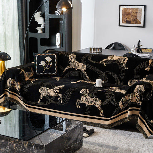 Copridivano Elegante con Motivi Ispirati allo Stile Equestre per un'Arredamento Raffinato