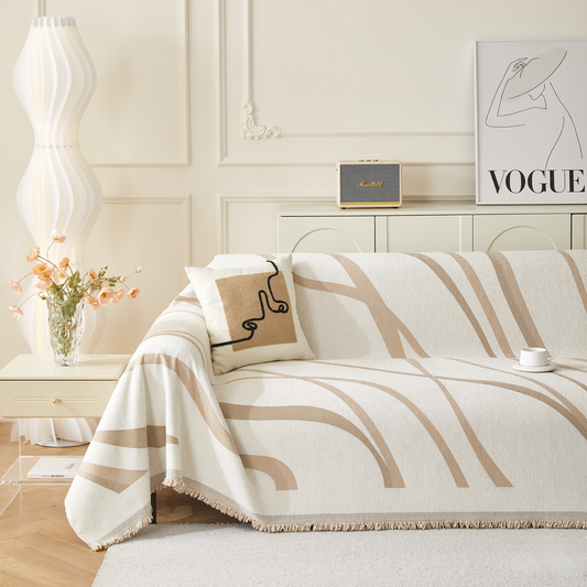 Copridivano con Eleganza Intrecciata e Tessitura Raffinata, Perfetto per Ambienti Classici e Moderni