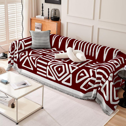 Copridivano con Fantasia Geometrica in Stile Bohémien, per un'Armonia di Colori e Atmosfere Creative