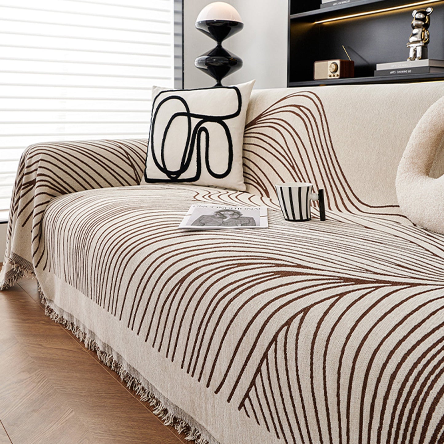 Copridivano Raffinato e Reversibile in Jacquard, Perfetto per Ambienti Eleganti