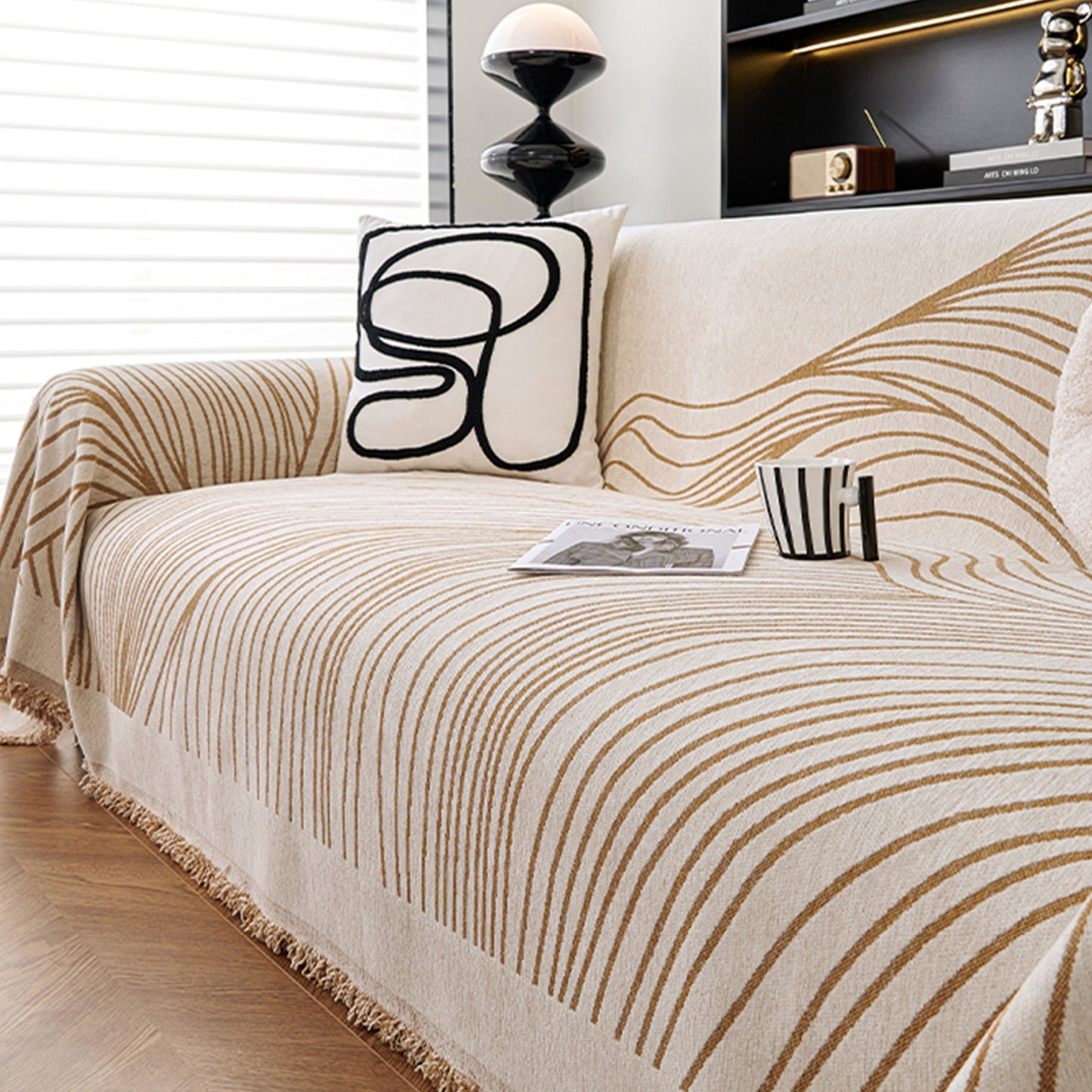 Copridivano Raffinato e Reversibile in Jacquard, Perfetto per Ambienti Eleganti